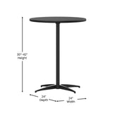 English Elm Commercial Grade 24'' Round Wood Cocktail Table with 30'' and 42'' Columns,