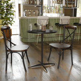 Commercial Grade 24'' Round Wood Cocktail Table with 30'' and 42'' Columns,