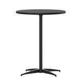 English Elm Commercial Grade 24'' Round Wood Cocktail Table with 30'' and 42'' Columns,