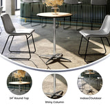 English Elm Commercial Grade 24'' Round Wood Cocktail Table with 30'' and 42'' Columns