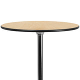 English Elm Commercial Grade 24'' Round Wood Cocktail Table with 30'' and 42'' Columns