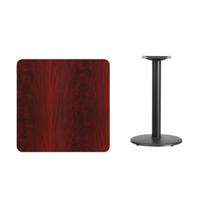 English Elm Commercial Grade 30'' Square Laminate Table Top with 18'' Round Table Height Base