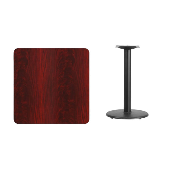 English Elm Commercial Grade 30'' Square Laminate Table Top with 18'' Round Table Height Base