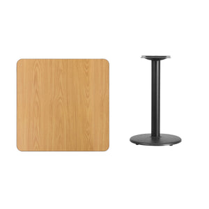 English Elm Commercial Grade 30'' Square Laminate Table Top with 18'' Round Table Height Base