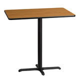 English Elm Commercial Grade 30'' x 42'' Rectangular Laminate Table Top with 23.5'' x 29.5'' Bar Height Table Base