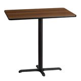 English Elm Commercial Grade 30'' x 42'' Rectangular Laminate Table Top with 23.5'' x 29.5'' Bar Height Table Base