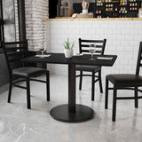 30'' x 42'' Commercial Grade Black Laminate Table Top with Round Base - Great for Hospitality