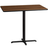 English Elm Commercial Grade 30'' x 48'' Rectangular Laminate Table Top with 23.5'' x 29.5'' Bar Height Table Base