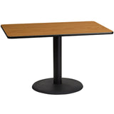 English Elm Commercial Grade 30'' x 48'' Rectangular Laminate Table Top with 24'' Round Table Height Base