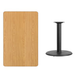 English Elm Commercial Grade 30'' x 48'' Rectangular Laminate Table Top with 24'' Round Table Height Base