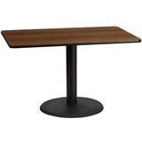 English Elm Commercial Grade 30'' x 48'' Rectangular Laminate Table Top with 24'' Round Table Height Base