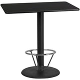 Commercial Grade 30'' x 48'' Rectangular Laminate Table Top with 24'' Round Bar Height Table Base and Foot Ring