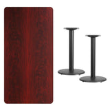 English Elm Commercial Grade 30'' x 60'' Rectangular Laminate Table Top with 18'' Round Table Height Bases