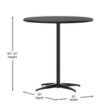 English Elm Commercial Grade 30'' Round Wood Cocktail Table with 30'' and 42'' Columns,