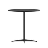 English Elm Commercial Grade 30'' Round Wood Cocktail Table with 30'' and 42'' Columns,