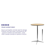 English Elm Commercial Grade 30'' Round Wood Cocktail Table with 30'' and 42'' Columns