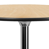 English Elm Commercial Grade 30'' Round Wood Cocktail Table with 30'' and 42'' Columns