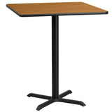 English Elm Commercial Grade 36'' Square Laminate Table Top with 30'' x 30'' Bar Height Table Base