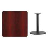 English Elm Commercial Grade 36'' Square Laminate Table Top with 24'' Round Table Height Base