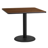 English Elm Commercial Grade 36'' Square Laminate Table Top with 24'' Round Table Height Base