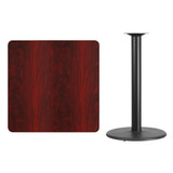 English Elm Commercial Grade 36'' Square Laminate Table Top with 24'' Round Bar Height Table Base