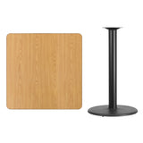 English Elm Commercial Grade 36'' Square Laminate Table Top with 24'' Round Bar Height Table Base