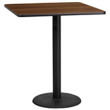 English Elm Commercial Grade 36'' Square Laminate Table Top with 24'' Round Bar Height Table Base