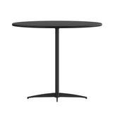 English Elm Commercial Grade 36'' Round Wood Cocktail Table with 30'' and 42'' Columns,