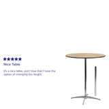 English Elm Commercial Grade 36'' Round Wood Cocktail Table with 30'' and 42'' Columns