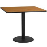 English Elm Commercial Grade 42'' Square Laminate Table Top with 24'' Round Table Height Base