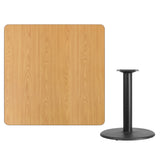 English Elm Commercial Grade 42'' Square Laminate Table Top with 24'' Round Table Height Base