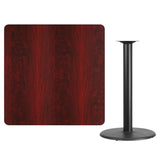 English Elm Commercial Grade 42'' Square Laminate Table Top with 24'' Round Bar Height Table Base