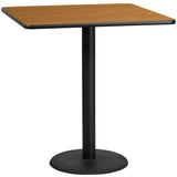 English Elm Commercial Grade 42'' Square Laminate Table Top with 24'' Round Bar Height Table Base