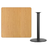 English Elm Commercial Grade 42'' Square Laminate Table Top with 24'' Round Bar Height Table Base