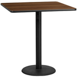 English Elm Commercial Grade 42'' Square Laminate Table Top with 24'' Round Bar Height Table Base