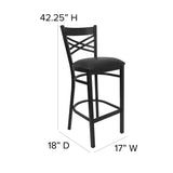 English Elm Commercial Grade Series ''X'' Back Metal Restaurant Barstool - Vinyl Seat