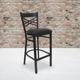 Commercial Grade Series ''X'' Back Metal Restaurant Barstool - Vinyl Seat