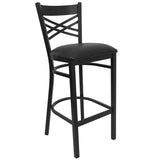 English Elm Commercial Grade Series ''X'' Back Metal Restaurant Barstool - Vinyl Seat