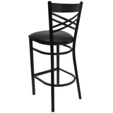 English Elm Commercial Grade Series ''X'' Back Metal Restaurant Barstool - Vinyl Seat