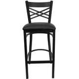 English Elm Commercial Grade Series ''X'' Back Metal Restaurant Barstool - Vinyl Seat