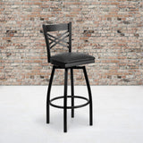 Commercial Grade Series ''X'' Back Swivel Metal Barstool - Vinyl Seat