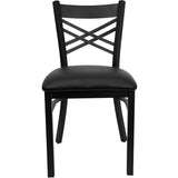 English Elm Commercial Grade Series ''X'' Back Metal Restaurant Chair - Vinyl Seat