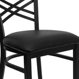 English Elm Commercial Grade Series ''X'' Back Metal Restaurant Chair - Vinyl Seat