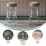 English Elm Commercial Grade Double Ring Chrome Barstool with Seat