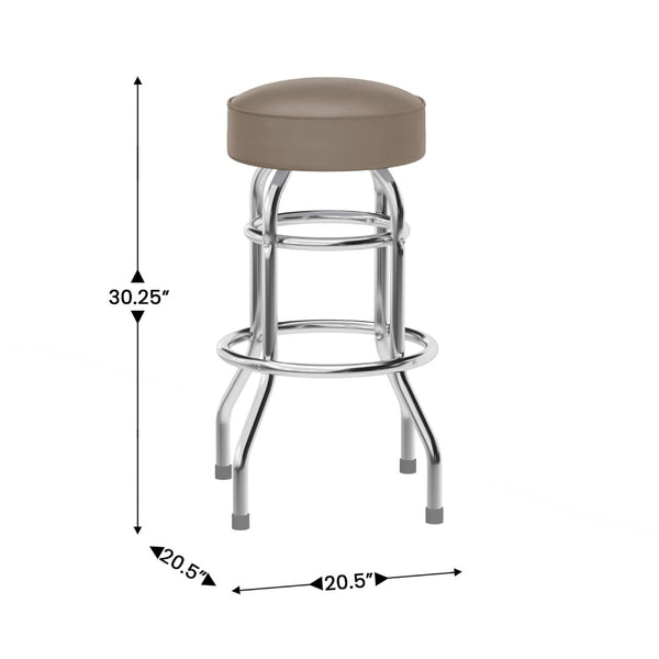 English Elm Commercial Grade Double Ring Chrome Barstool with Seat