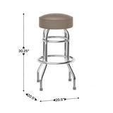 English Elm Commercial Grade Double Ring Chrome Barstool with Seat