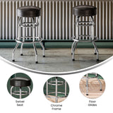 English Elm Commercial Grade Double Ring Chrome Barstool with Seat