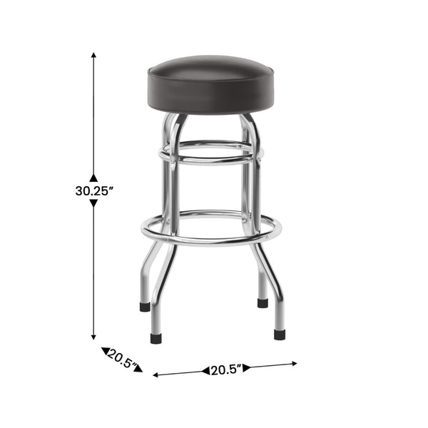 English Elm Commercial Grade Double Ring Chrome Barstool with Seat