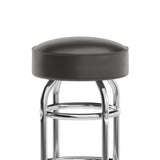 English Elm Commercial Grade Double Ring Chrome Barstool with Seat