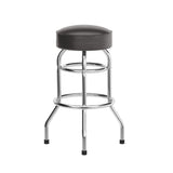 English Elm Commercial Grade Double Ring Chrome Barstool with Seat